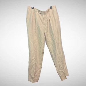 Tommy Bahama Pants Mens 38 Linen Silk Blend beige pleated Pre Owned - Picture 1 of 8