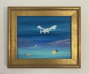 Lugia/Squirtles 8" x 10"  - Oil/Acrylic Canvas Original Painting 1/1 Pokémon Fan - Picture 1 of 4