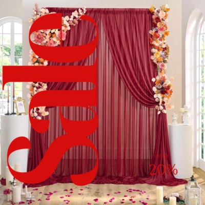 2 PANELS Chiffon Backdrop Curtains Drapes Sheer Chiffon Fabric Photography - Image 1 of 3