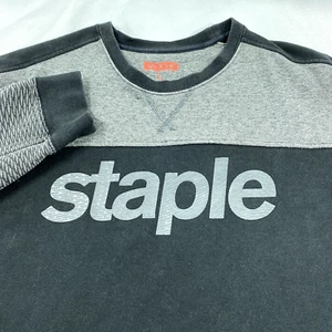 Staple Sweater Mens Large Gray Spell Out Logo Pigeon Crew Neck Pullover - Picture 1 of 12