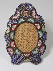 Kleiner Jugendstil Bilderrahmen Email Cloisonné Floral Messing Made in Italy - Picture 1 of 10