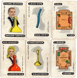 Vintage Clue 1956 Board Game Replacement Cards Suspects Weapons Rooms - U Pick - Picture 1 of 23