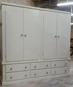 HANDMADE BERKSHIRE (IVORY) SIX DRAWER 4 DOOR QUAD WARDROBE NOT FLAT-PACK/ASMBLE - Picture 1 of 4