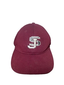 Unknown Sj Logo Print Maroon Baseball Fitted Hat Writing Inside - Picture 1 of 8