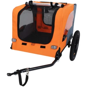 Pet Bike Trailer w 16'' All-Terrain Wheels Foldable Dog/Cargo Carrier Cart - Picture 1 of 22