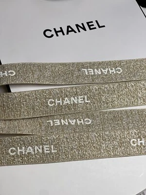 10 Yards of Chanel LE Gold-White Holiday Gift Wrap Ribbon 100% New & Authentic - Image 1 of 3