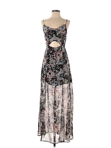 WOMEN'S TOPSHOP BLACK FLORAL CUTOUT SLEEVELESS CAMI MAXI DRESS - SIZE 4 / S - Picture 1 of 2