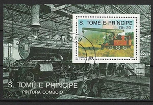 ST. THOMAS AND PRINCE ISLANDS:1989 887a S/S Used CTO India Steam locomotive - Picture 1 of 2