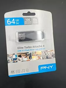 FACTORY SEALED PNY - Elite Turbo Attaché 4 64GB USB 3.2 Flash Drive - Picture 1 of 1