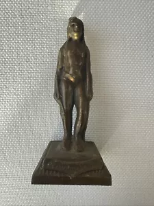 Massive Metallguss Bronze Ton 4" Indianer Indianer Figur Plymouth MA - Bild 1 von 6