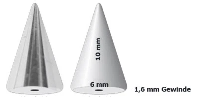 Set 2 Piercing Gioielli Chiusura Punte Cone 6mm Larghezza 6-20mm Lungo Acciaio - Immagine 1 di 2