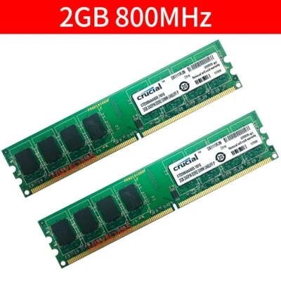 Crucial 4GB kit 2x 2GB 1GB DDR2 800MHz PC2-6400U 240Pin Desktop PC Memory RAM AB - Image 1 of 4