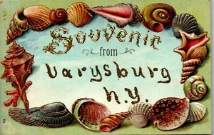 Varysburg NY - Souvenir from - Seashells - Glitter Gilded Vintage Postcard SD1 - Picture 1 of 2
