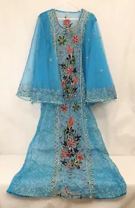 Pakistani Indian Blue Kurti Kameez Dress XL X Large Beaded Embroidery Sequins - Picture 1 of 10