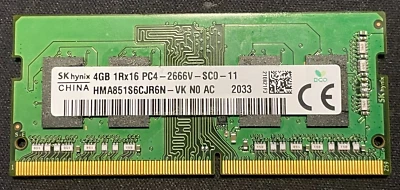 Hynix 4GB (1 x 4GB) PC4-21300 (DDR4-2666) Memory (HMA851S6JJR6N) - Image 1 of 2