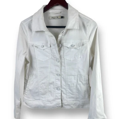 Christopher Blue Women's S Button Down White Denim Jean Jacket Coastal Casual - Image 1 of 4