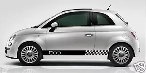 2 Side Stripe Fiat 500 Rally Race DECAL STICKER KIT checkered - Picture 1 of 1