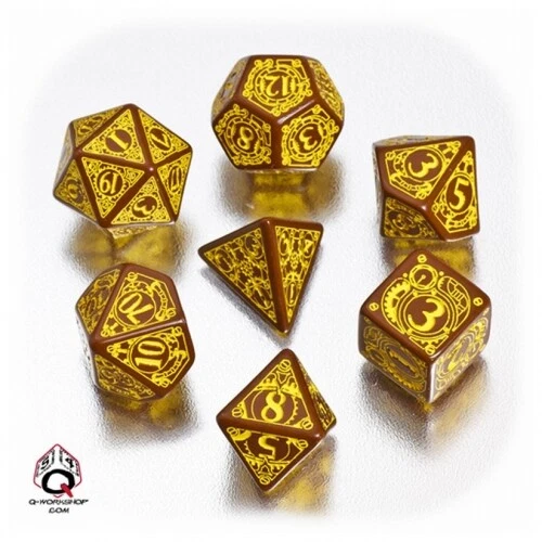 Dados Steampunk Marrón y Amarillo - 7 Piezas Foto 1 de 1
