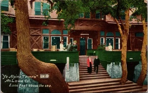 Mt Lowe California CA Ye Alpine Tavern Porch People 1900s Postcard - Picture 1 of 2