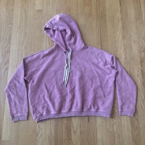 Aerie Womens Hoodie Medium Oversized Long Sleeve Salmon Ribbed Cotton - Picture 1 of 6