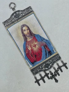 Herz Jesu Wandteppich Wandbehang mit Kreuzen - Bild 1 von 12