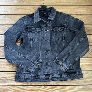Joe’s Jeans NWT Women’s Button Up Denim Trucker Jacket Size M Black B8 - Picture 1 of 9