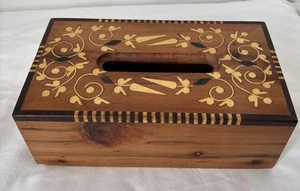 Wooden Marquetry Tissue Box Holder - Picture 1 of 8