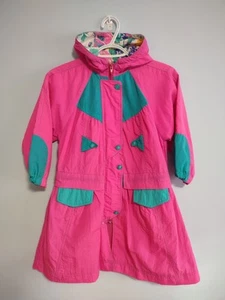 Vintage SOS Windbreaker Long Jacket Youth Size 6 Pink And Blue - Picture 1 of 14
