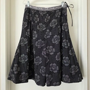 NEW Weekend Max Mara Black Floral Pleated Full Swing Skirt Size 14 Double Lined - Picture 1 of 8