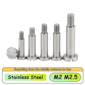 M2 M2.5 Shoulder Bolts Slotted Screws Slot Drive Bolts Stainless Steel Set Screw - Picture 1 of 5