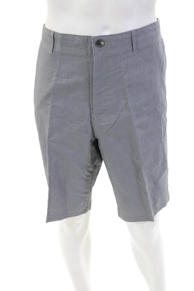 Calvin Klein 男式亚麻纽扣拉链衬里平前正装裤子灰色 38 码 — 第 1/4 张图片