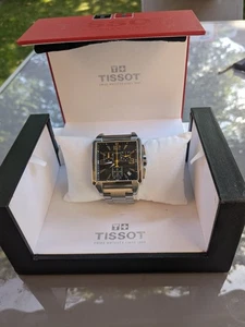 Men's Tissot Quadrato Chronograph Black Dial Pre-owned T005.517.11.057.00 - Picture 1 of 10
