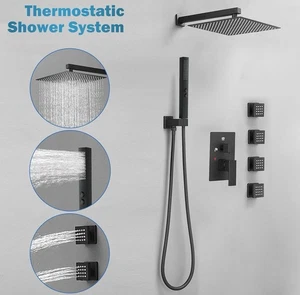 Shower System with 4 Full Body Jet 4 Mode Shower Faucet Set with 12 Inch 2 In 1 - Picture 1 of 9