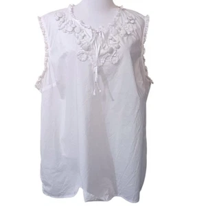 Y2K FASHION BUG Cotton Top Blouse 2X Ruffles V-Neck Tie Fresh Summer Vacation - Picture 1 of 10