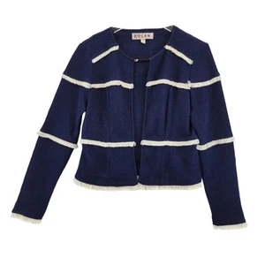 Anthropologie Dolan Julie offene Fransenjacke Größe Small marineblau elfenbein Fransen - Bild 1 von 10