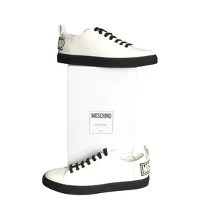 MOSCHINO- White Leather Low Top Sneakers, Size 45 - Picture 1 of 7