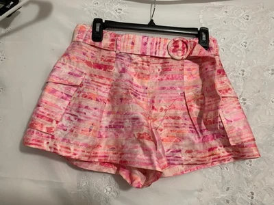 Ramy Brook Pink Orange Shorts Belted Size 2 NWOT (3" inseam) - Image 1 of 4