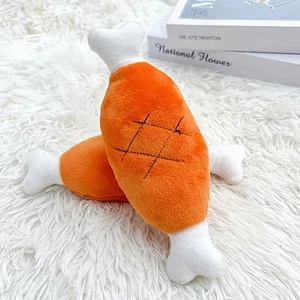Pet Puppy Dog Chew Squeaker Squeaky Plush Sound Chicken Leg Bone Toys 2 Set - Picture 1 of 4