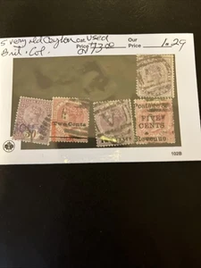 5 Very Old Ceylon Used British Colony Stamps CV$13- Lot A-81003 - Picture 1 of 1