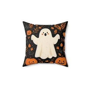 Halloween Ghost Pumpkin Throw Pillow and Cover Spooky Home Decor Accent Cushion - Picture 1 of 13