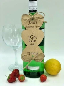 Gin Lovers Personalised Christmas Gift Wooden Plaque Bottle Tag Keepsake - Picture 1 of 2