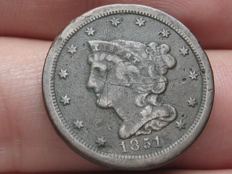 1851 Braided Hair Half Cent- Fine/VF Details Cover