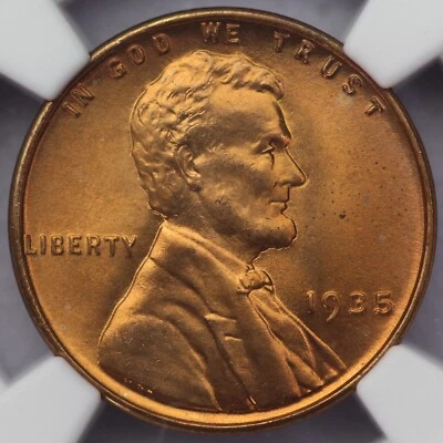 1935 1c Lincoln Wheat Cent NGC MS 67 RD - Image 1 of 4