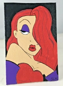 Jessica Rabbit Dipinto Acrilico Su Tela Pannello Originale - Foto 1 di 2