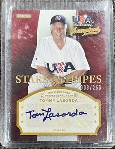 2013 Panini Stars & Stripes Tommy Lasorda USA Champions Auto #/250 SP Manager