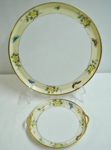 Nippon RC Porcelana Mariposas Flores Amarillo 12" Bandeja Plato Vajilla Real - Imagen 1 de 8
