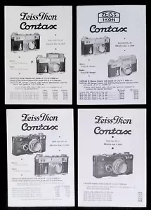 Original Zeiss Ikon Contax Preislisten 1935, 1936, 1937, 1938 - Bild 1 von 1