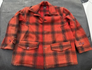 Vintage JC HIGGINS Sears Roebuck & Co Wool Hunting Jacket Red / Black Plaid - Picture 1 of 24