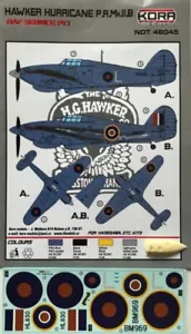 Hawker Hurricane PR Mk.IIC Parte 2 (RAF)- CONJUNTO DE CALCOMANÍAS, NDT48045, MODELOS KORA, 1:48 - Imagen 1 de 1