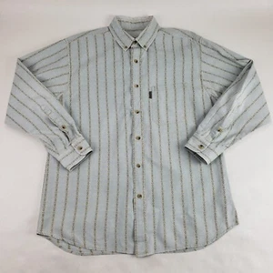 Woolrich Button Front Shirt Mens Large Blue Striped Long Sleeve Casual Dress - Picture 1 of 11